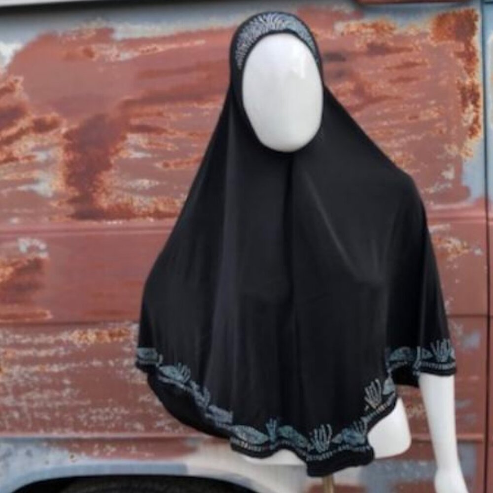 One Piece Muslim Salah Prayer Overhead Hijab BLACK